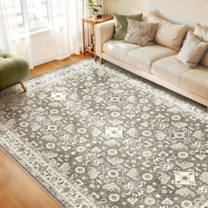 CECGMAT Living Room Area Rugs 9x12: Soft Non-Slip Backing Washable Rugs Vintage Large Carpet for Bedroom Office Dining Room