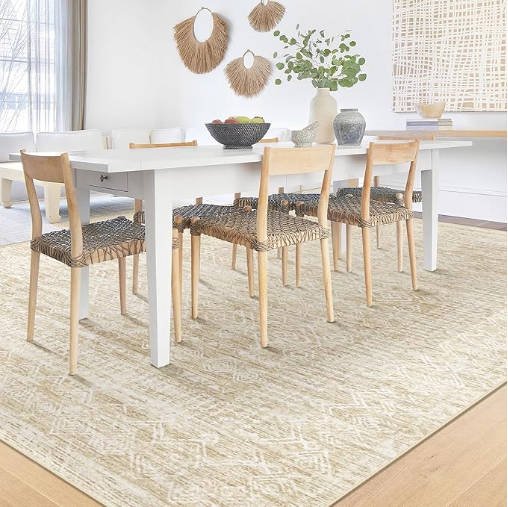 CECGMAT 6x9 Area Rugs for Living Room: Washable Moroccan Geometric Boho Rug Farmhouse Non Slip Stain Resistant Large Rug - Image 4