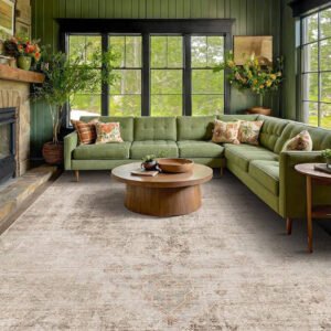 CECGMAT 8x10 Area Rugs Machine Washable No Pile Non Slip Vintage Rugs for Living Room&Bedroom&Dinning Room