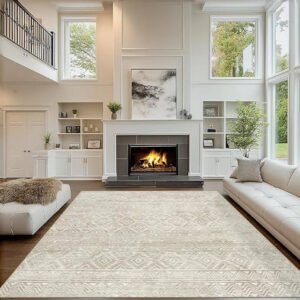 CECGMAT 6x9 Area Rugs Washable Rug: Anti-Skid Abstract Modern Living Room Rug Soft Thin Carpets Indoor Floor
