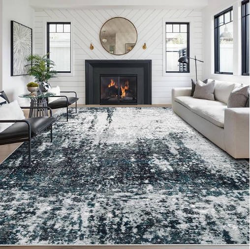 CECGMAT 8x10 Area Rugs Washable Rug, Soft Modern Abstract Rugs for Living Room Large Low Pile Thin Rug Non Slip Indoor Neutral Carpet for Bedroom Dining Room