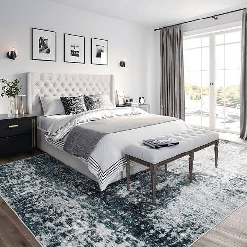 CECGMAT 8x10 Area Rugs Washable Rug, Soft Modern Abstract Rugs for Living Room Large Low Pile Thin Rug Non Slip Indoor Neutral Carpet for Bedroom Dining Room - Image 3
